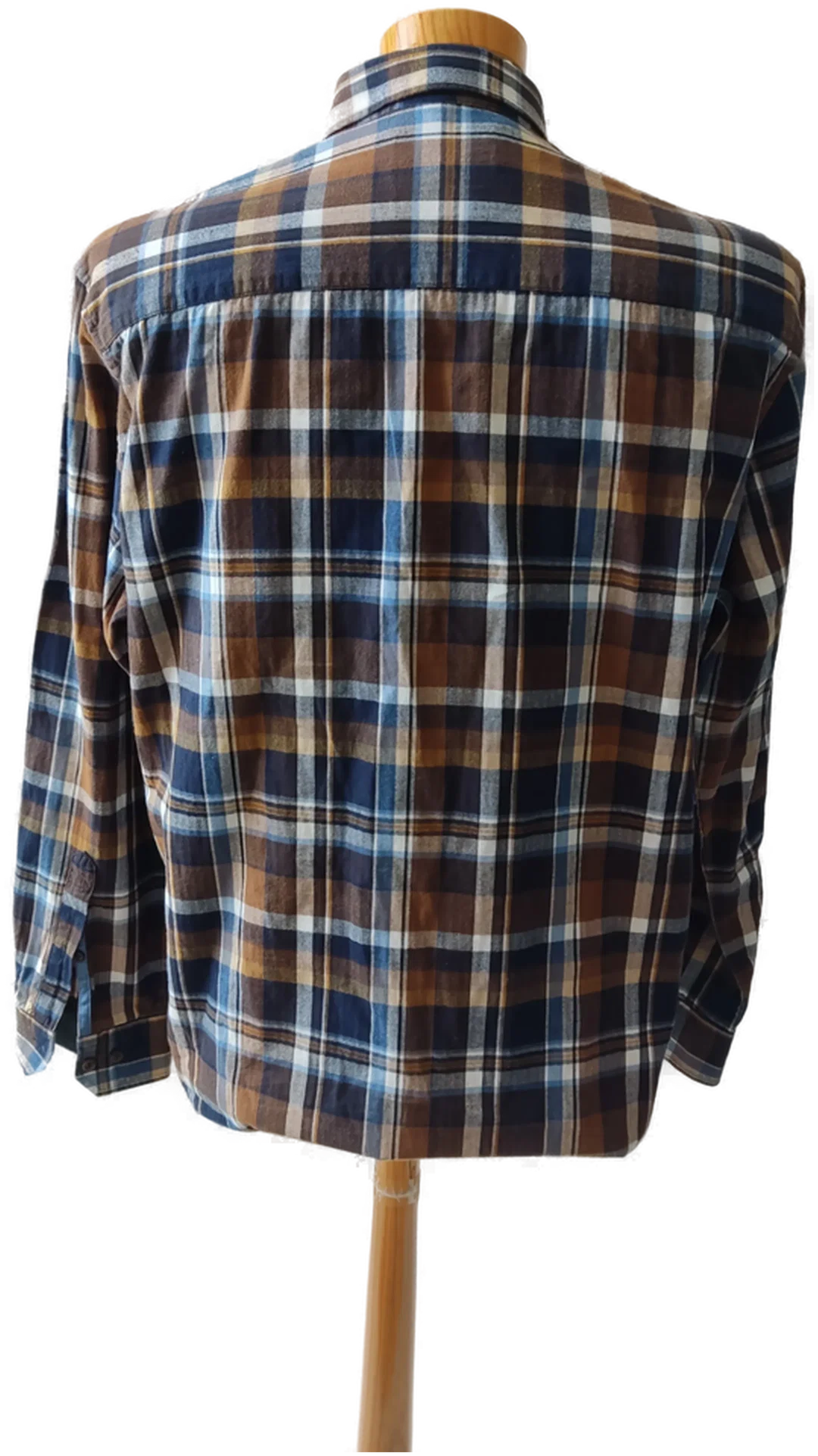 Jean Carriere Herrenhemd Langarm - braun, blau kariert - Gr. XL/EUR 52 – Bild 3