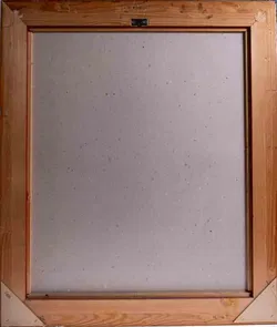 Gemälde mit abstraktem Blumenmotiv in Passepartout und rötlichem Holzrahmen - Bild 3