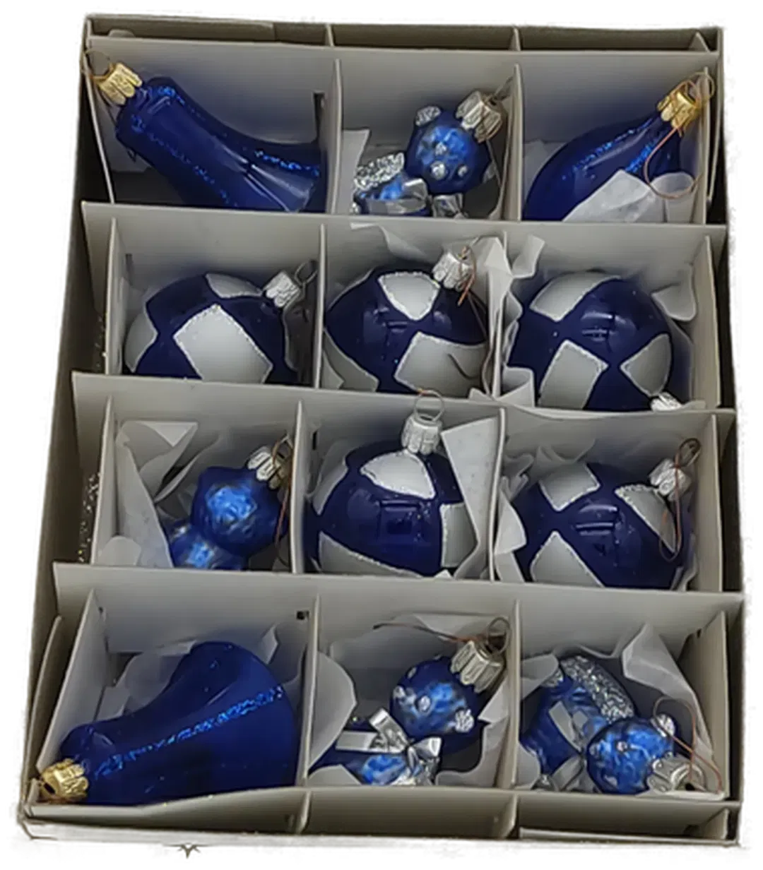 12x Christbaumschuck aus Glas in blau - Bild 1