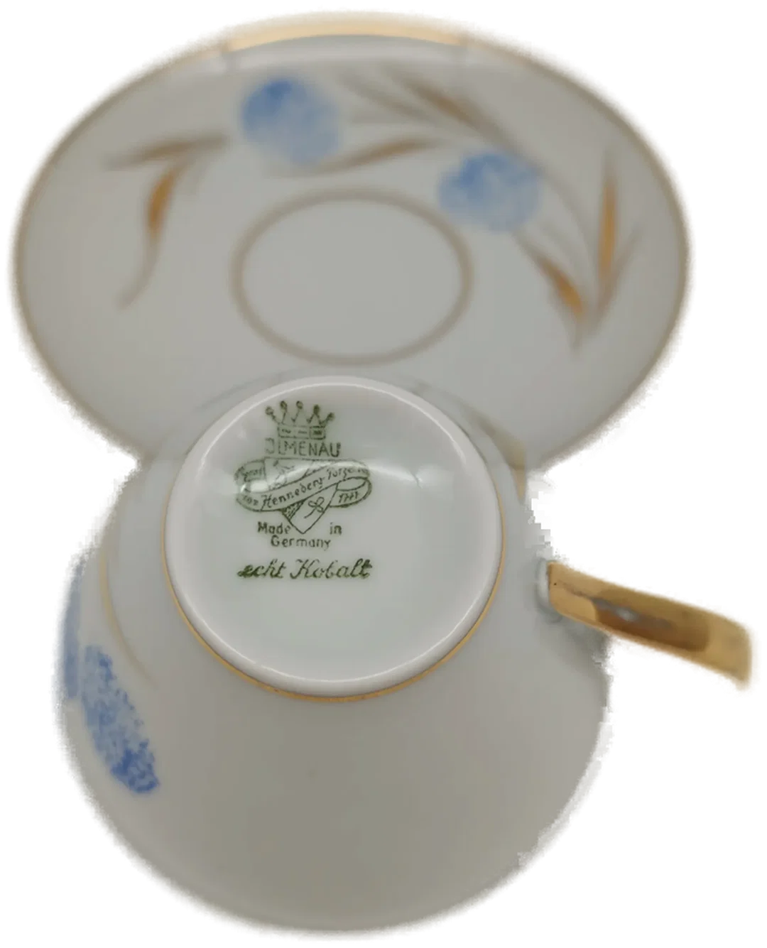 Espressoset aus Porzellan – Tasse mit Unterteller, Graf von Henneberg, Ilmenau, gebraucht mit Schönheitsfehler – Bild 4