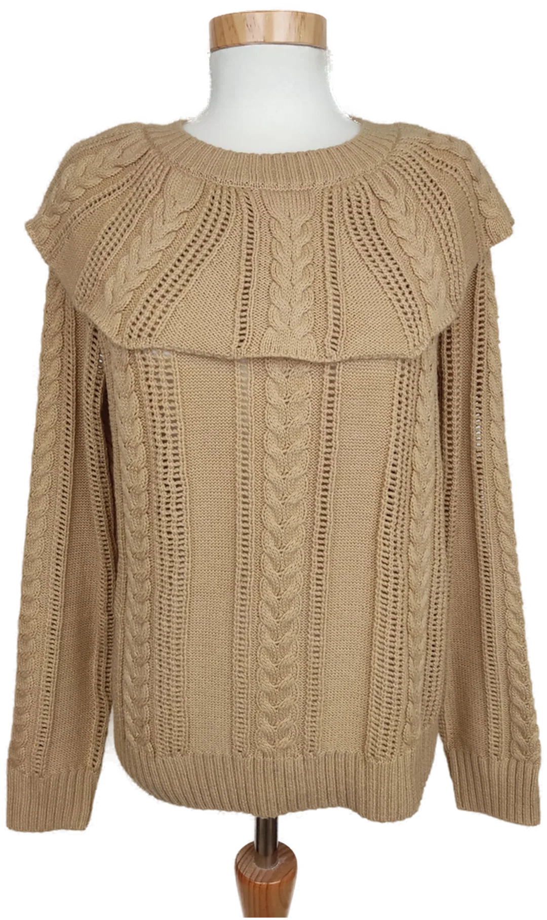 Vero Moda Damen Strickpullover mit Rüschen, hellbraun - S/36 - Bild 4