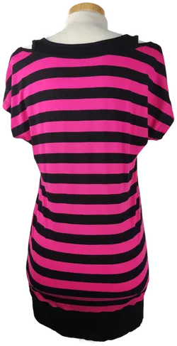 Here+there C&A Kinderkleid pink-schwarz gestreift - Gr. 170/176 - Bild 2