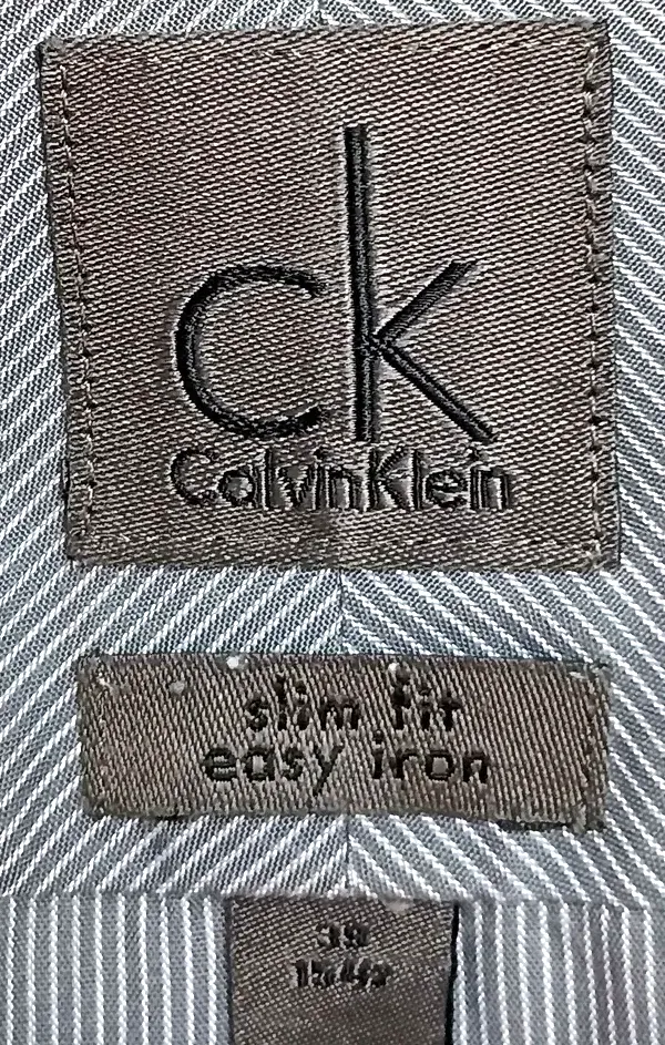 Calvin Klein Herrenhemd gestreift grau/weiß Gr. M – Bild 3