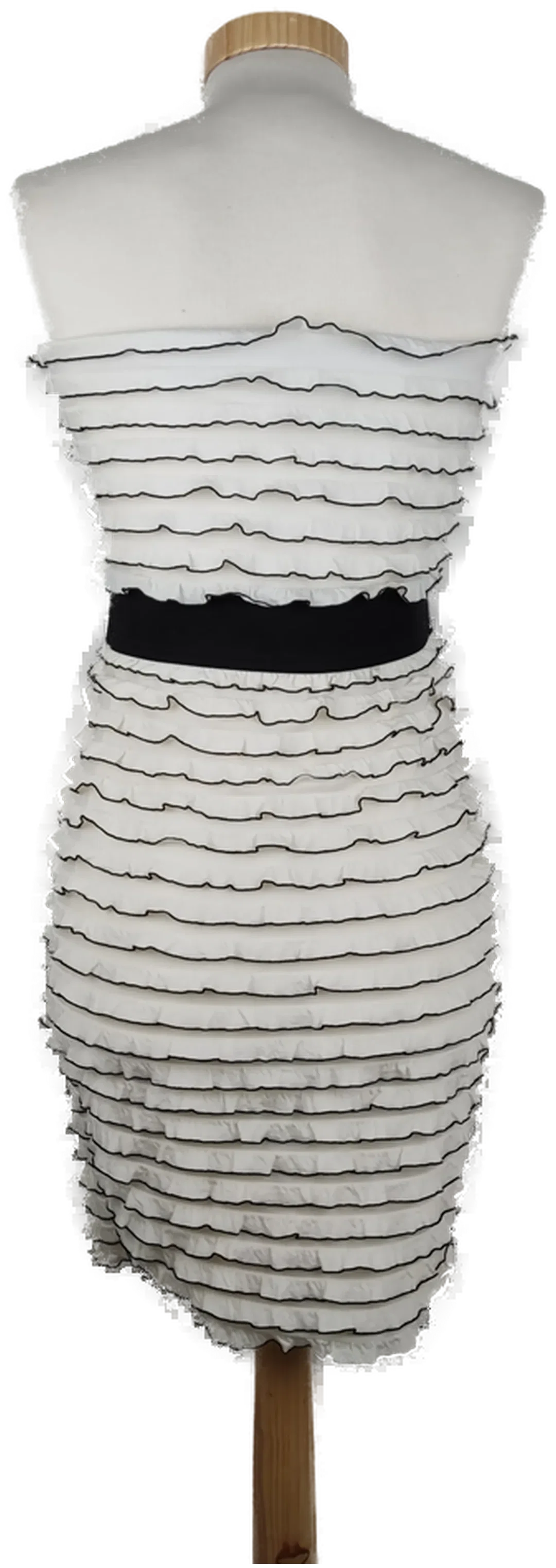Kleid "Tally Weijl", schulterfrei mit Gummibund, weiß/schwarz mit Rüschen, Größe 36 – Bild 4