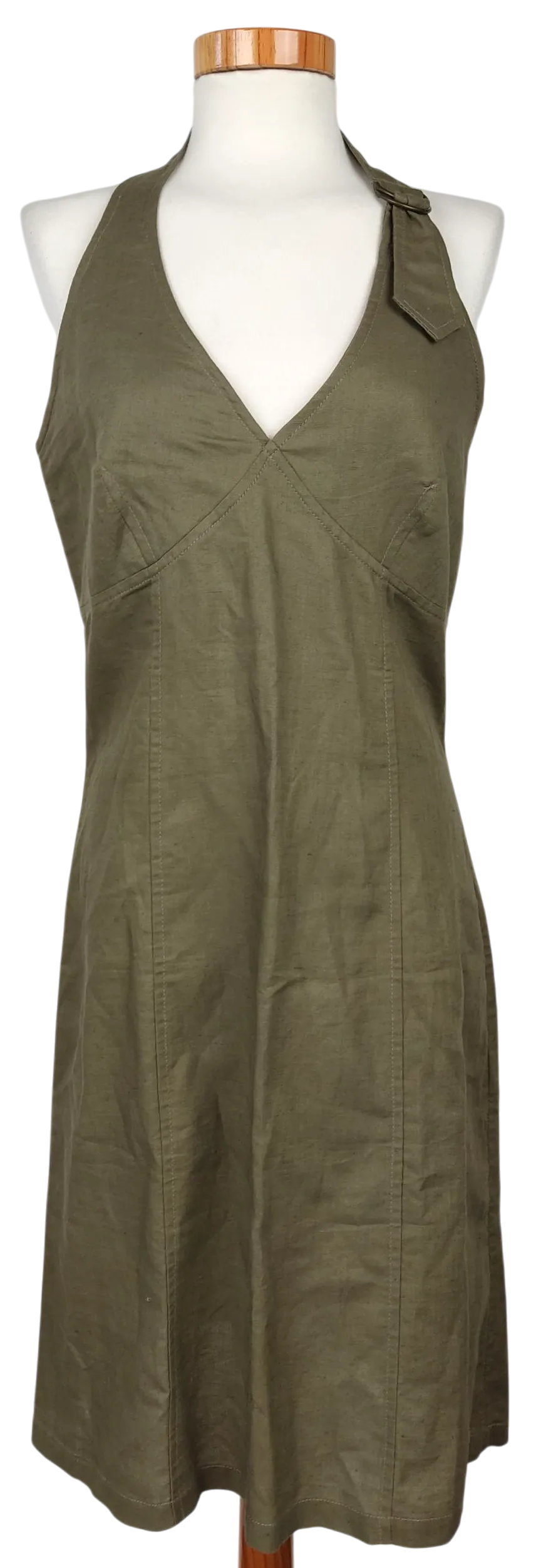 H&M Damen Midikleid, oliv - Gr. M  - Bild 4