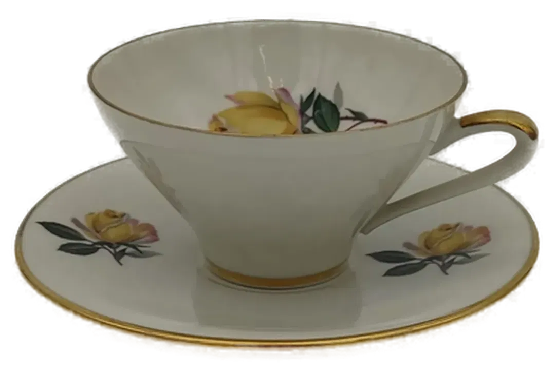 Blumenverzierte Kaffee Tasse mit Unterteller von Seltmann Weiden - Bild 4