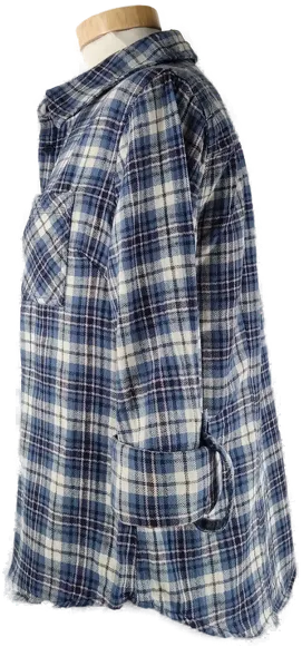 Bluse "Primark', langarm mit Hemdkragen, blau/beige kariert, Größe 40 – Bild 2