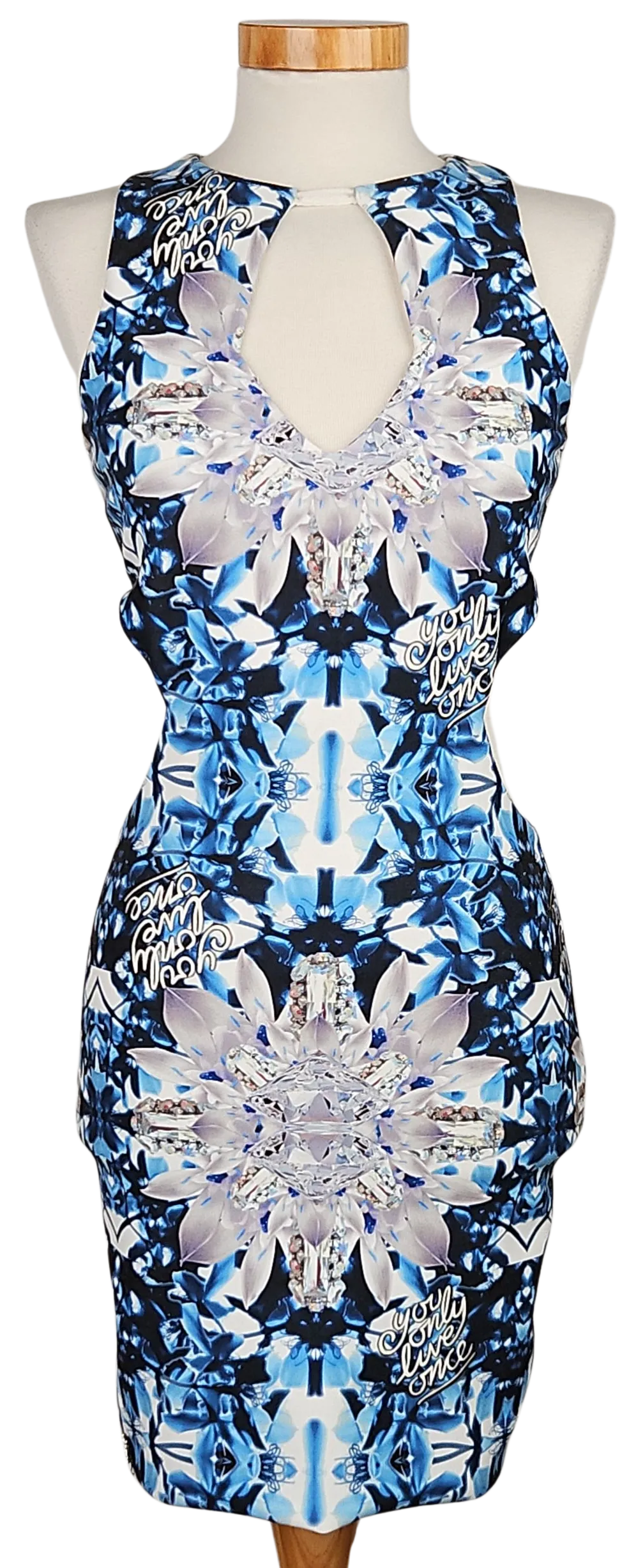 PHILIPP PLEIN Damen Minikleid, blau/weiß - Gr. S  - Bild 1