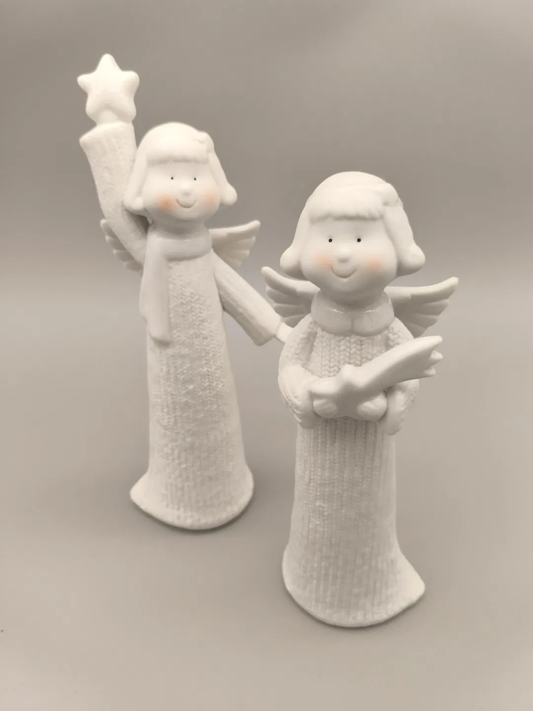 2 Engelfiguren, weiße Keramik - Bild 4