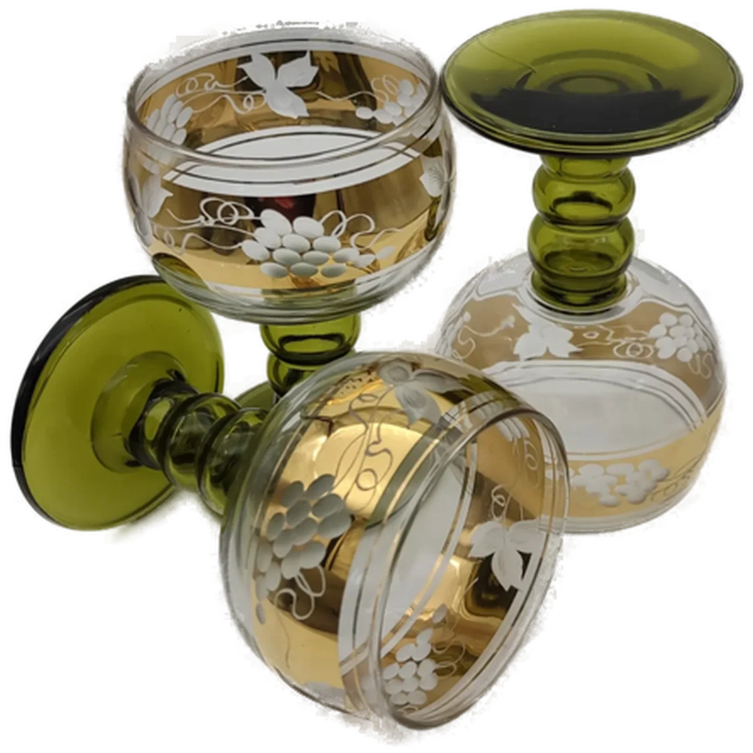 3er-Set Rhein-Römer Kristall Gläser Goldrand |  Vintage-Charme - Bild 1