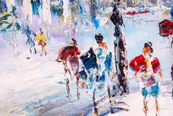 Bild Original Ölgemälde R. Davey Paris Straßenszene Impressionismus Gerahmt 64x54 - Bild 5