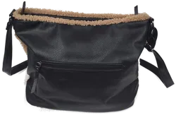 Handtasche, schwarz mit Plüsch, Winter - Bild 4