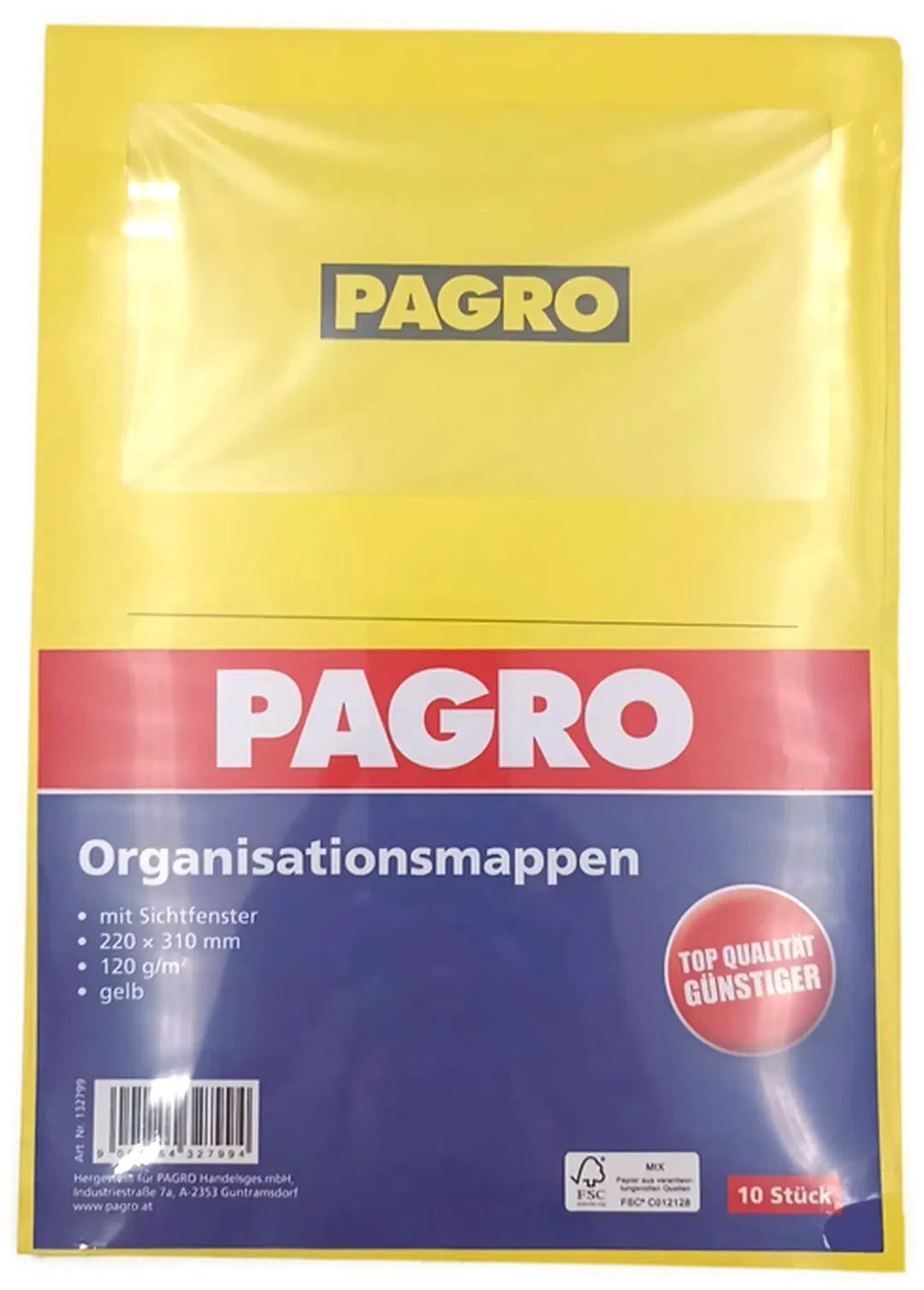 PAGRO Organisationsmappen  mit Sichtfenster gelb 10 Stk. A4 - Bild 1
