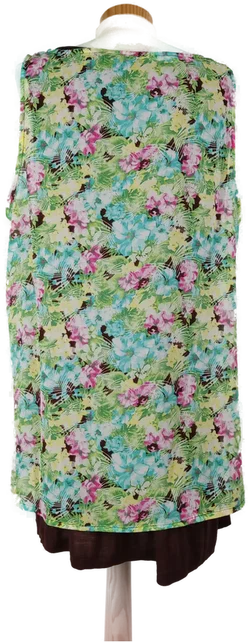 Damen Shirt bunt geblümt mit braunem Untershirt - Gr. 38/40 o. M - Bild 2