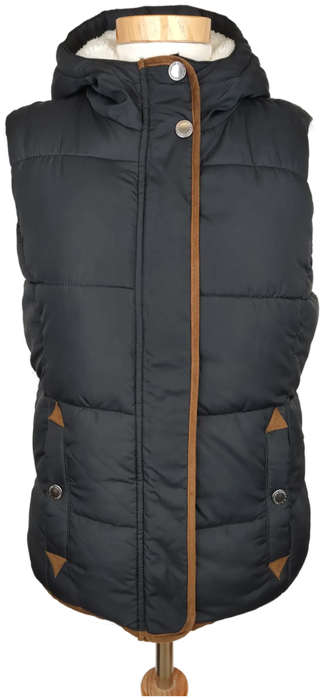 Sublevel Damen Weste mit Innenfutter aus Plüsch, schwarz - S/36 - Bild 1