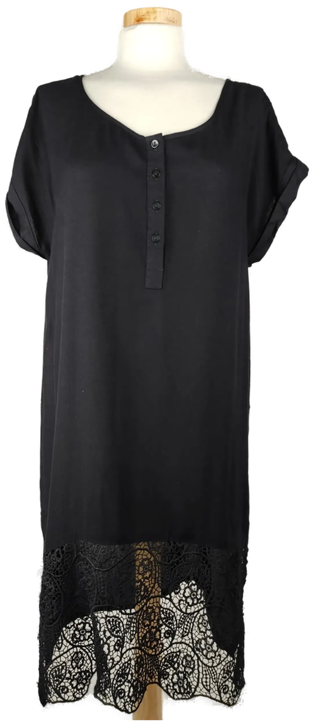 Damen Kleid kurzarm schwarz mit Spitzendetails - L/40 - Bild 1