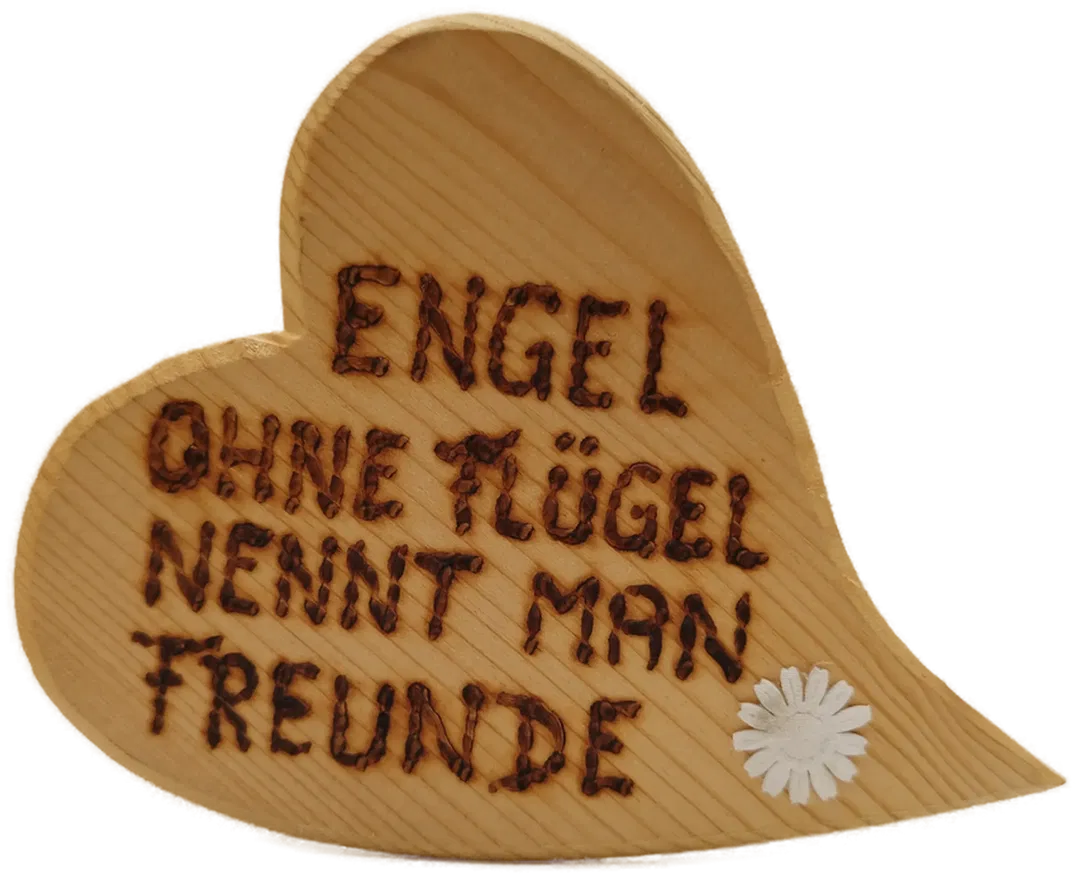 Herzförmige Dekoration mit Spruch - handgemacht und gebrannt - Bild 1