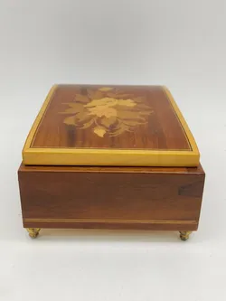  Mid Century aufziehbare Schmuckschatulle aus Holz - Bild 4