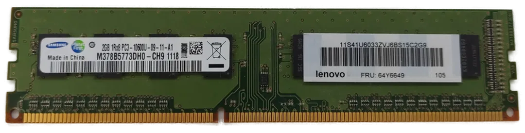 Samsung 2GB DDR3 1Rx8 PC3-10600U-09-11-A1 Arbeitsspeicher / RAM  - Bild 1