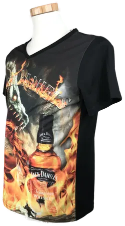 Feuerspeiender Drache T-Shirt - Jack Daniel's Tennessee Whiskey - V-Ausschnitt Gr. L - Bild 2