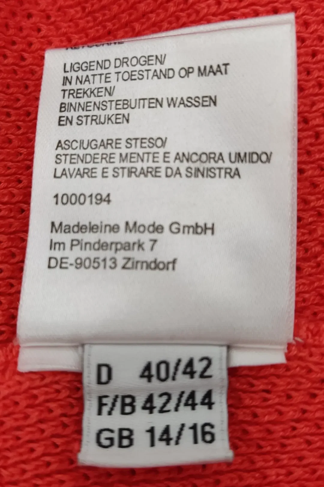 Madeleine Mode Kurzarm Damen Pullover hellrot - Gr. 40/42 – Bild 4