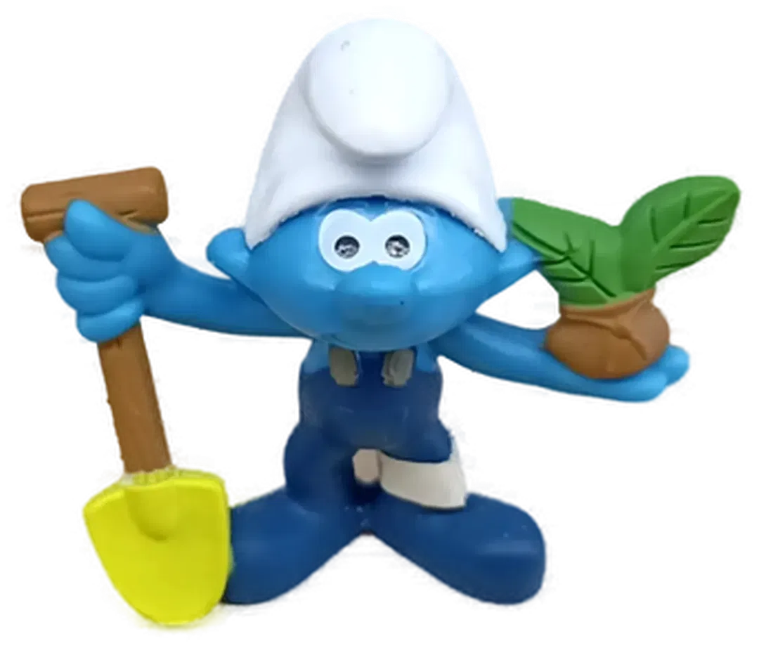 Schleich Peyo Schlümpfe - Bauernhof Schlumpf mit Schaufel und Pflanze - Bild 1