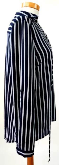 Amisu Damenbluse, blau/weiß - Gr. XS - Bild 3