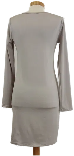 Damen Longshirt Hellgrau mit seitlichen Knöpfen, Gr. M - Bild 2