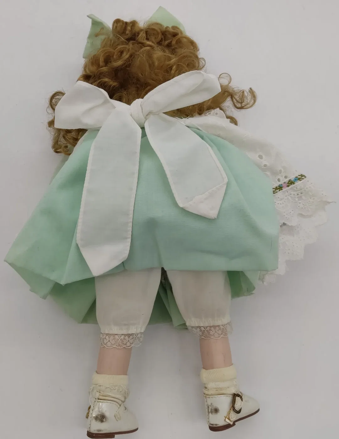 Vintage Porzellanpuppe mit Stoffkörper ca 38cm – Bild 3