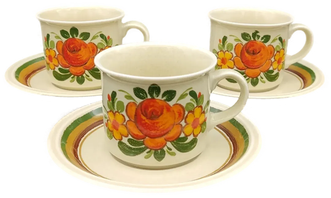 Winterling Röslau Bavaria Kaffeetassen Set (3 Tassen + 3 Untertassen) - Bild 1