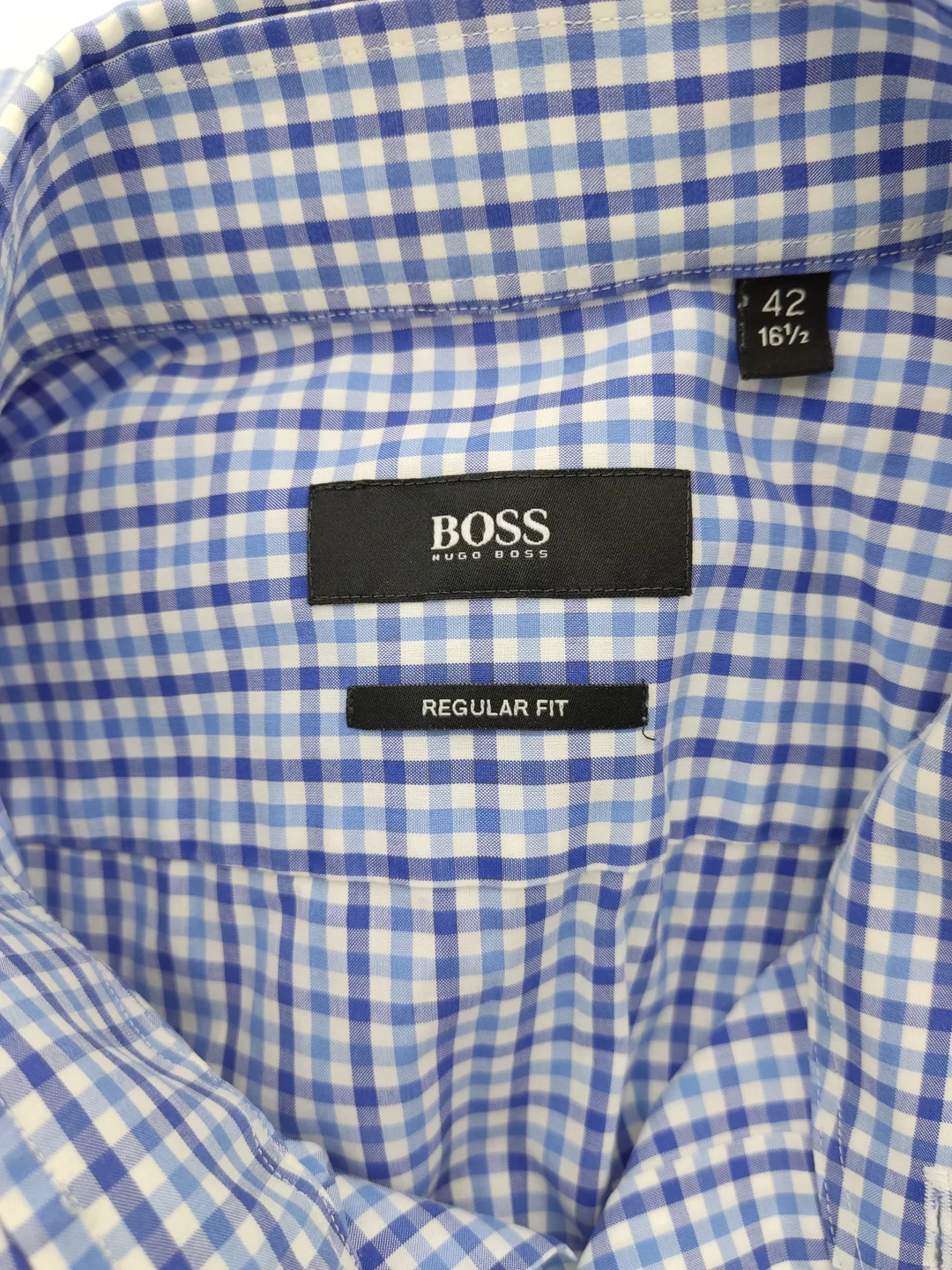 Hugo Boss Herren Hemd blau/weiß kariert Gr. 42 – Bild 3