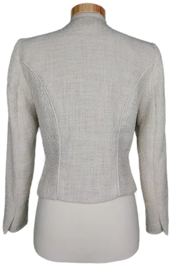 H&M Damen Kurzblazer naturweiß in Leinenoptik - XS/34 - Bild 2