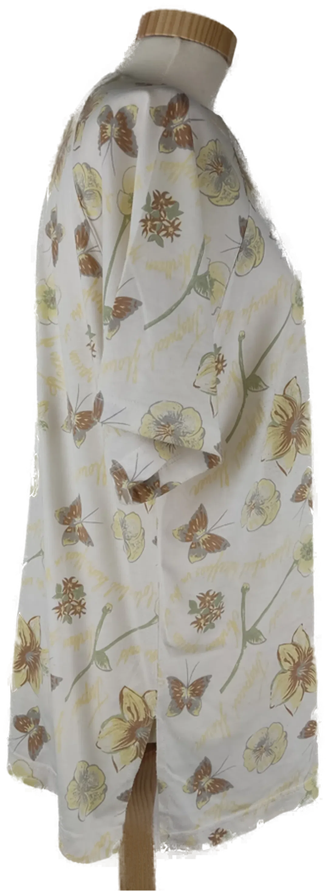 Bluse "C&A" kurzarm mit Rundhalsausschnitt, beige mit Muster, Größe XL – Bild 2