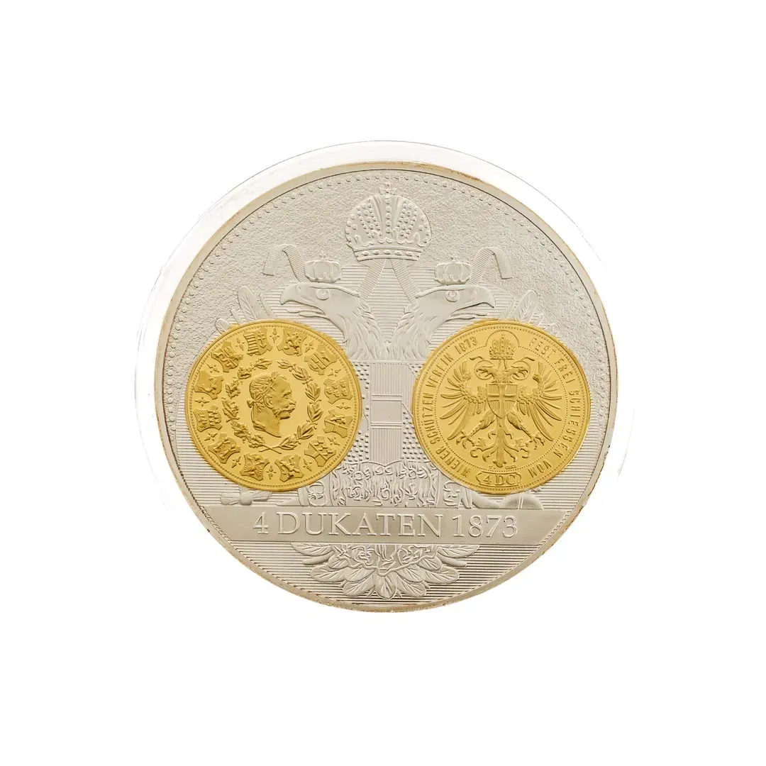 Gedenkmünze Medaille o.J. Österreichische Währungsgeschichte - Franz Joseph 4 Dukaten 1873  - Bild 1