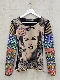 DESIGUAL Damen Langarmshirt, gemustert  Gr. S