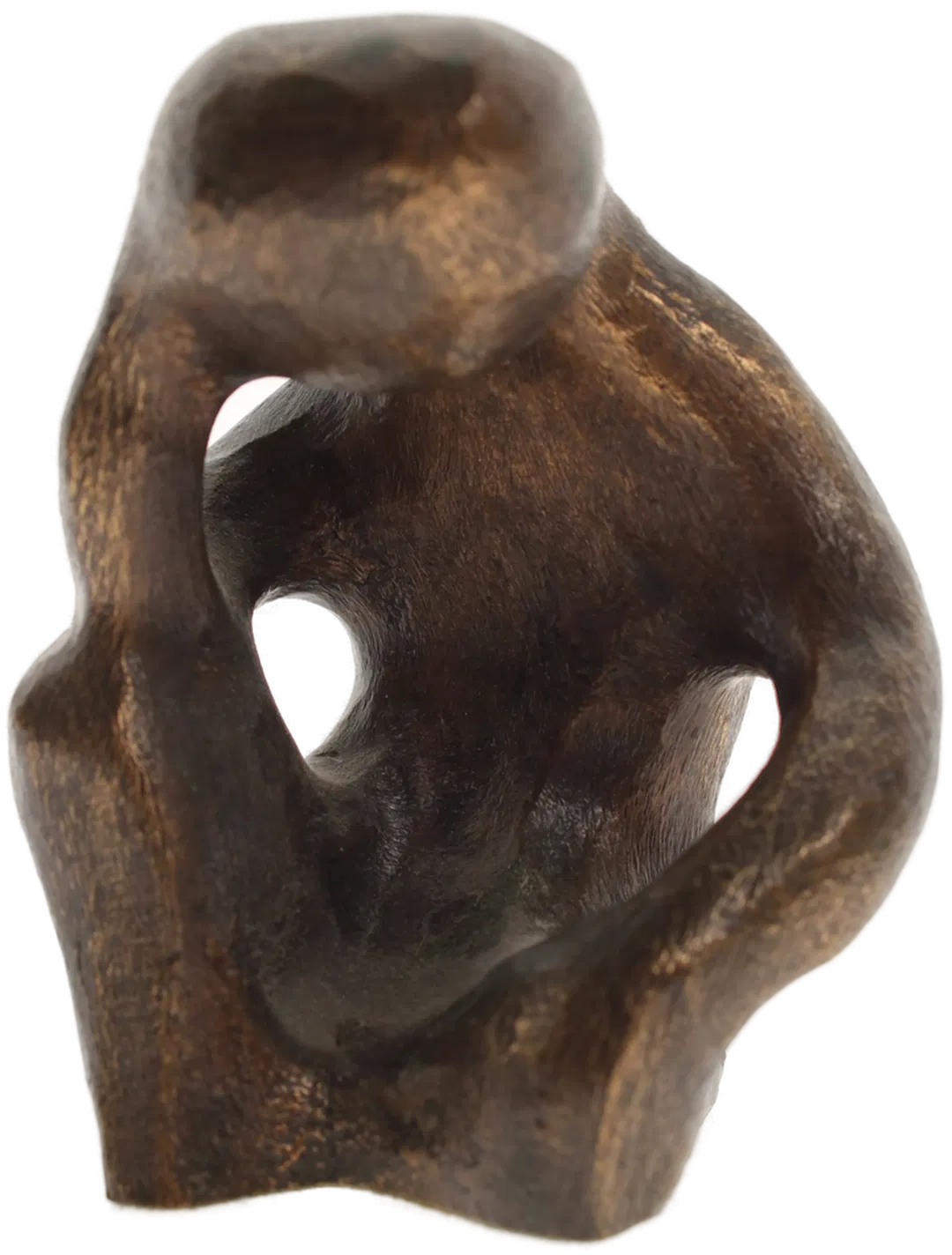 Massive Bronze-Skulptur „Der Denker“ – signiert & punziert – abstrakte Kunstfigur mit grünem Filz - Bild 4