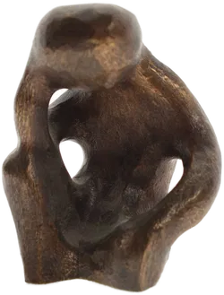 Massive Bronze-Skulptur „Der Denker“ – signiert & punziert – abstrakte Kunstfigur mit grünem Filz - Bild 1