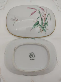 Vintage Porzellan-Deckeldose mit Schilf- und Libellen-Motiv, von Thomas Porzellan (Rosenthal), 13 x 9 x 6cm – Vorschau 5