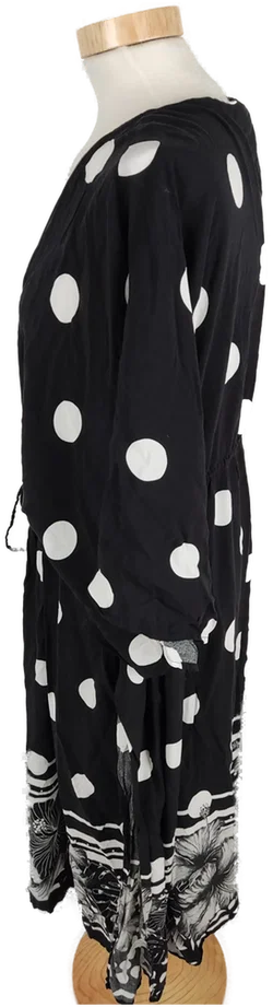 Ulla Popken Strandkleid, schwarz/weiß gepunktet, Größe XXL (geschätzt), Viskose - Bild 2