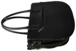 Damenhandtasche schwarz, Lederimitat mit Krokoprägung - Bild 2