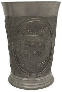 Zinnbecher Set mit Relief, 4 Stück, ca. 9–10 cm - Bild 4