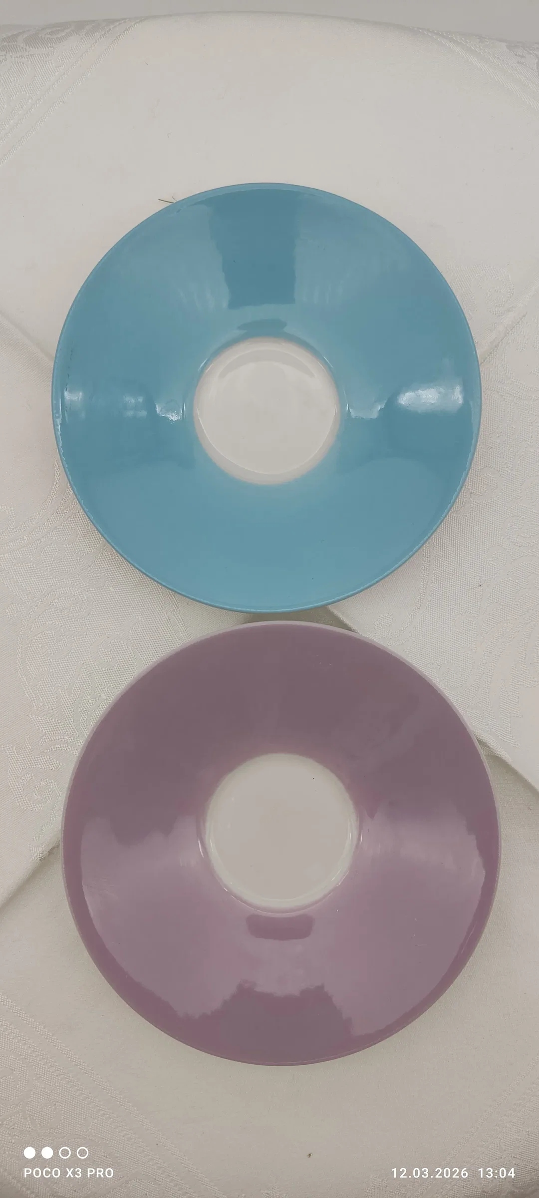 Lilien Porzellan Mokka-Untersetzer 2er Hellblau/Lila | Vintage - Bild 4