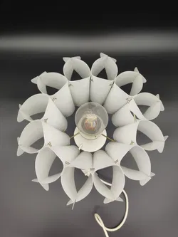 Tischlampe mit Vintage-Schirm - weiss / E 27 - Bild 2