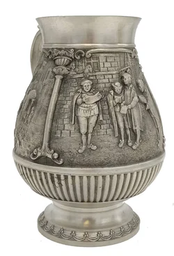 Zinnkrug mit Spitzweg-Motiv 95 % Zinn, Made in Austria - Klassische Zinnkanne mit Deckel  95 % Zinn, handwerkliche Qualität aus Österreich - Bild 3