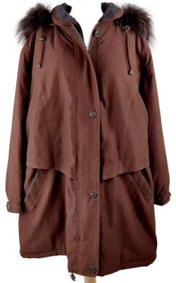 Jacke langarm mit Stehkragen und Kapuze, dunkelbraun, Größe 48 - Bild 1
