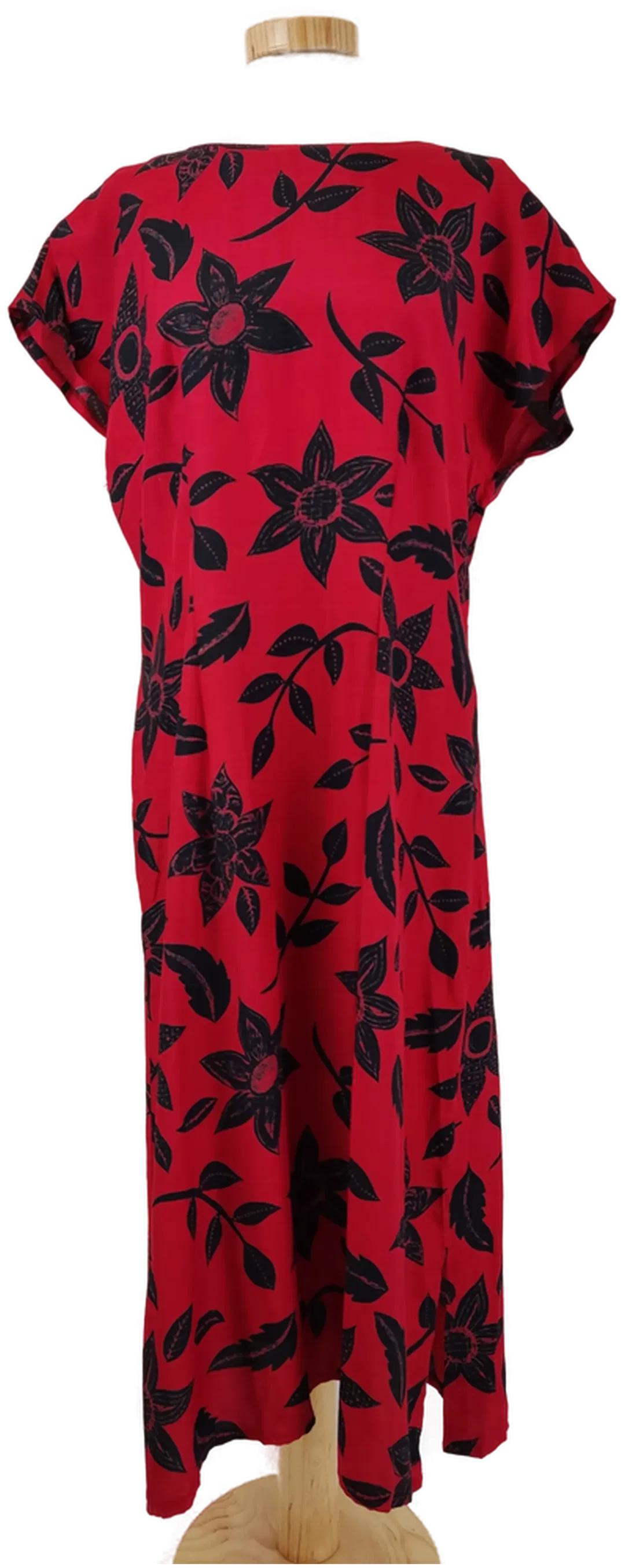 Rotes Damen Kleid mit schwarzem Blumendruck, Gr. L - Bild 1