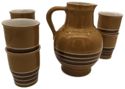 Krug mit 6 Bechern, Keramik, Landhaus, Glühweinset - Bild 3