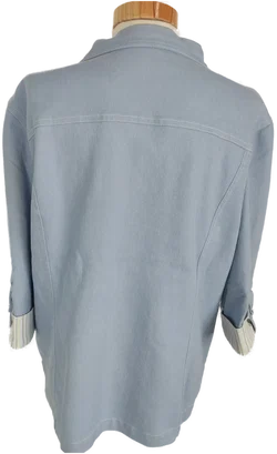 Jacke dreiviertelarm mit Kragen, hellblau/gestreift mit Taschen, Größe 44 - Bild 3