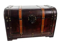 Holztruhe/Schatzkiste im Vintage-Stil, ca. 50 × 31 × 33 cm, dunkelbraun, Metallbeschläge - Bild 3