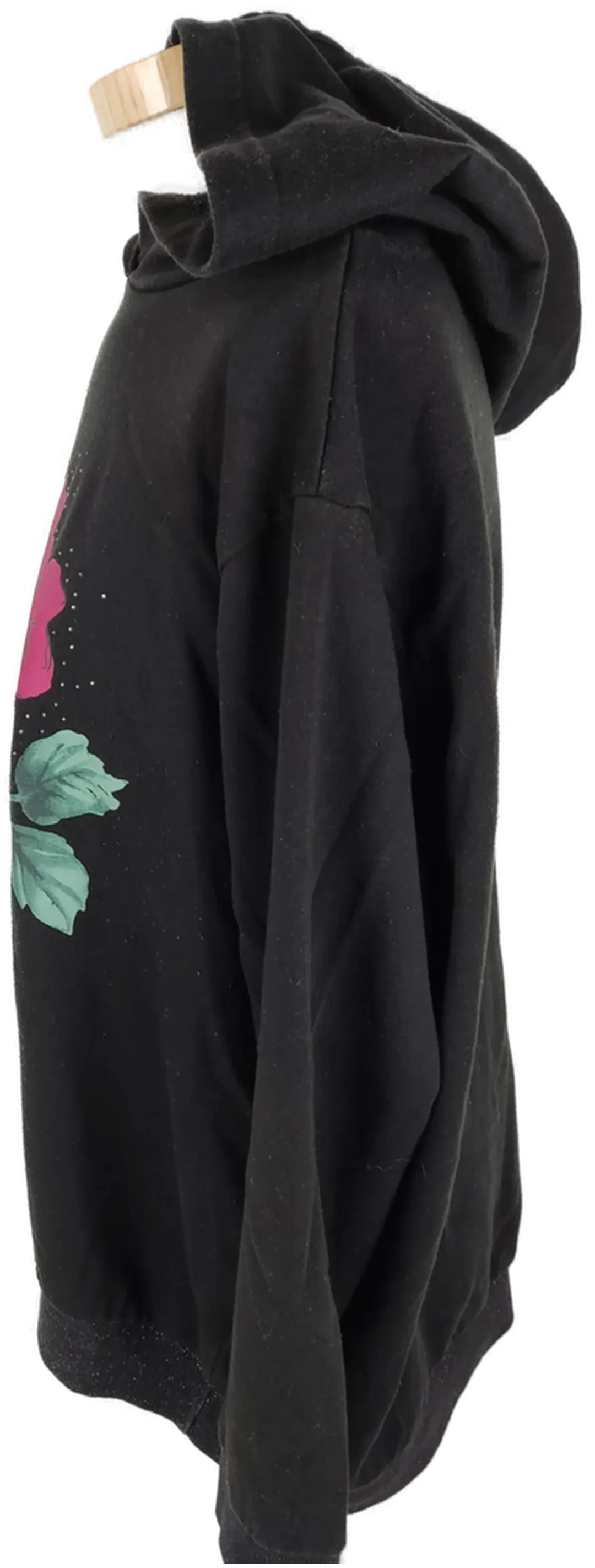 Sweater "Janina" langarm mit Kapuze, schwarz mit Aufdruck, Größe 50 – Bild 3